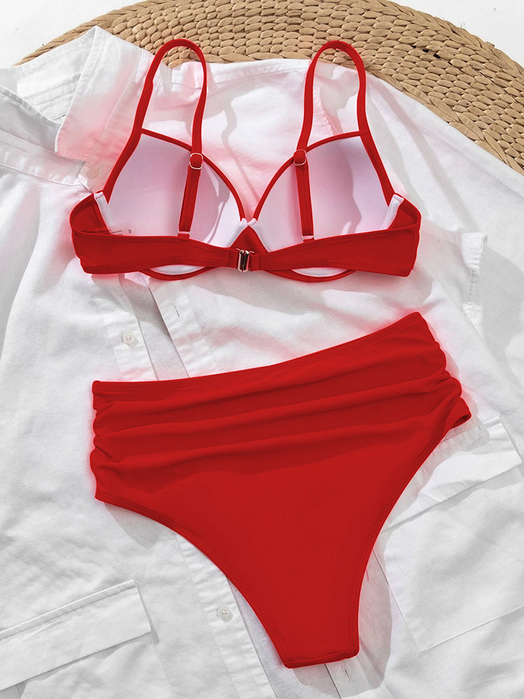 Solid Color Swimsuit One Piece Rigid Holder Cup